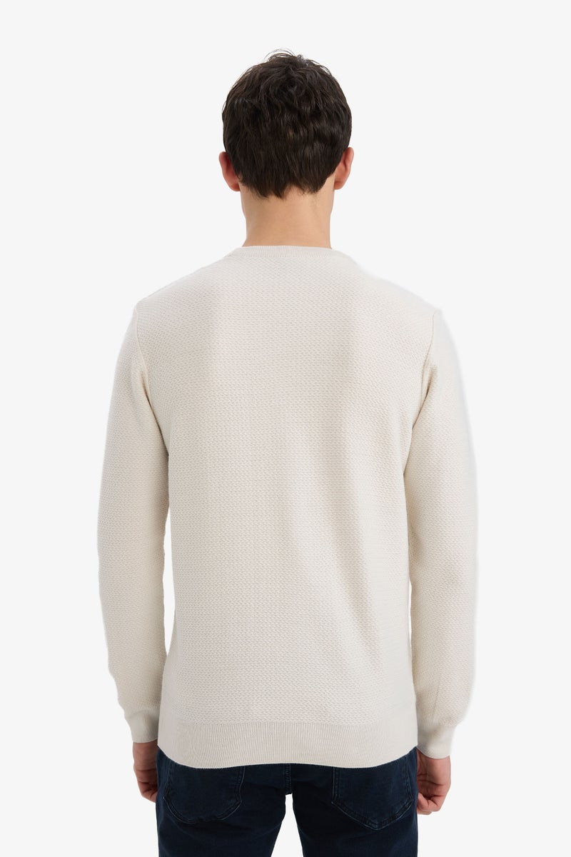 DeFacto Beige Man Standard Fit Crew Neck Knitwear Pullover Casual - Image 5